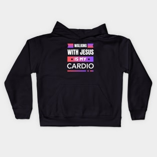 Walking With Jesus is My Cardio | Funny Christian Workout Kids Hoodie